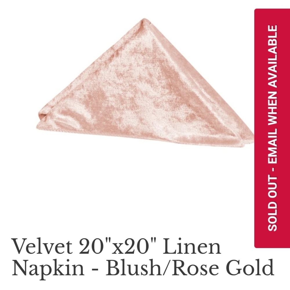 20x20 Velvet Linen Napkins- Blush/Rose Gold- CV Linens
